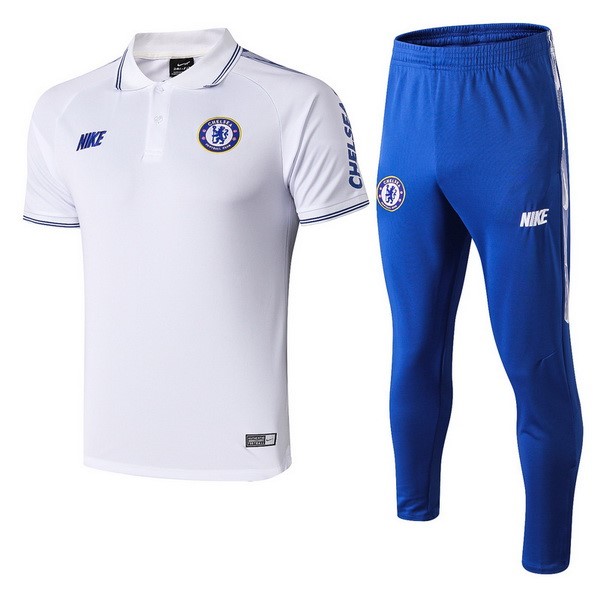 Polo Komplett Set Chelsea 2019-20 Weiß Blau